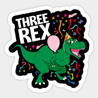 Three Rex 3rd Birthday Boy Dinosaur Party Sticker